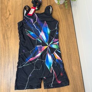 Kids Gymnastics Leotard with Colorful Geometric Design